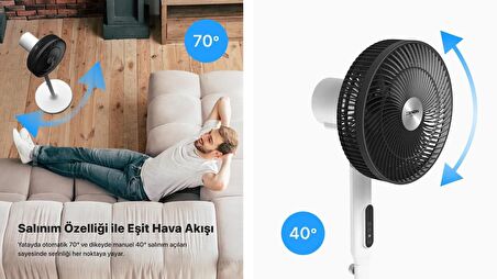 Xenon Smart Akıllı Vantilatör 60W Kumandalı 3 Kademeli Wi-Fi Mobil Uygulama ile Kontrol 70° Ayaklı Fan X7430