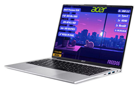 Acer Aspire Lite AL14-31P-C452 Intel N100 8 GB 256 GB SSD 14'' IPS WUXGA FreeDos Notebook NX.KS8EY.001