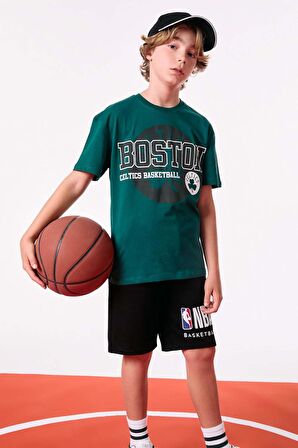 DeFacto Erkek Çocuk NBA Boston Celtics Bisiklet Yaka Kısa Kollu Tişört C0389A824SMGN1116