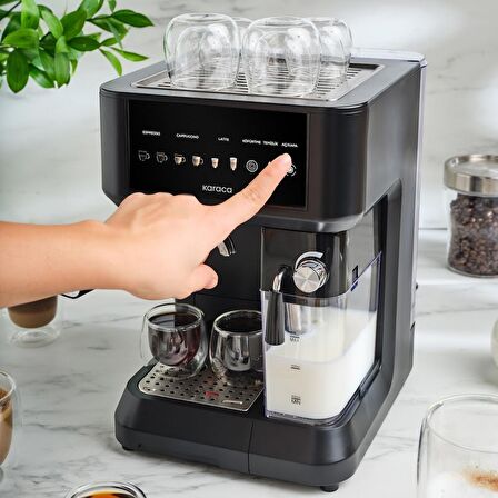 Karaca MyCaffe Barista S10 Entegre Süt Hazneli Otomatik Espresso Latte ve Cappuccino Mak. MatteBlack