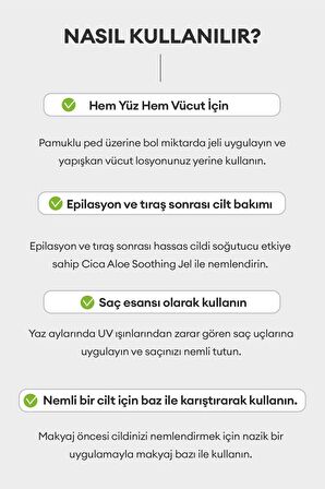 %95 Cica Aloe Kompleksi İçeren Nemlendirici Jel 300ml Premium Cica Aloe Soothing Gel