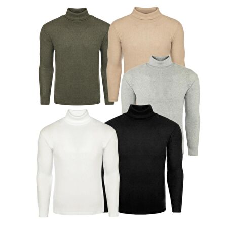 5'li Paket Erkek Boğazlı Balıkçı Triko Kazak