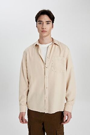 DeFacto Regular Fit Basic Düz Tensel Uzun Kollu Gömlek B2907AX24SPBG732