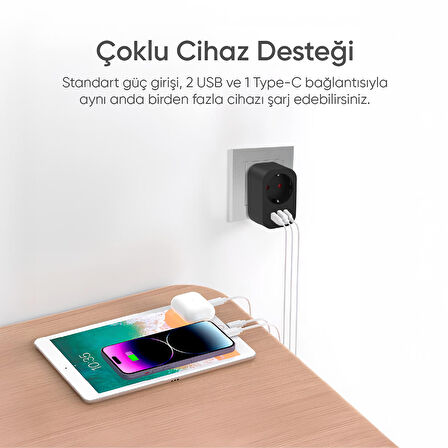 Akıllı Wi-Fi Priz USB Type-C Akım Korumalı Uzaktan Kontrol