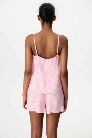 Pembe Çizgili Şort Pijama Takımı