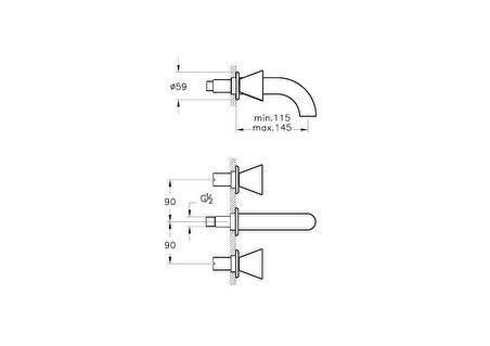 VitrA Liquid A4269039 Ankastre Lavabo Bataryası, Parlak Siyah