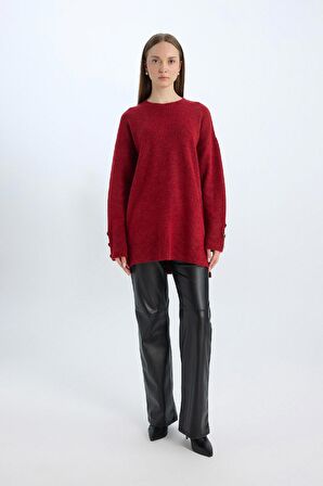 DeFacto Regular Fit Bisiklet Yaka Basic Düz Kazak Tunik D2444AX24WNRD328