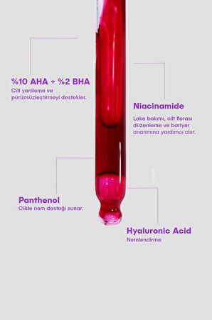 RED OF LOVE - AHA %10 & BHA %2 Cilt Tonu Eşitleyici Canlandırıcı Kırmızı Peeling Serum 30ml