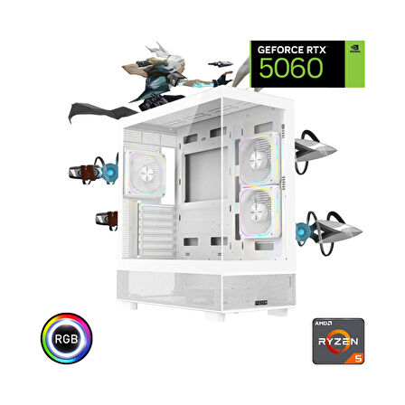 intel i5 14400f 16GB 500Gb SSD RTX 5060 Beyaz Oyuncu Bilgisayarı