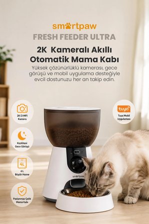 Smartpaw Fresh Feeder Ultra Kameralı Akıllı Otomatik Mama Kabı (Distribütör Garantili)