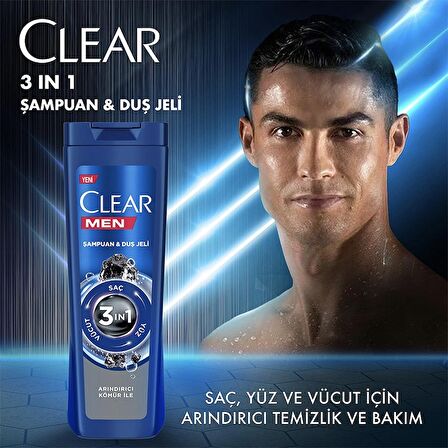 Clear Men Arındırıcı Kömür 3 in 1 Kepeğe Karşı Şampuan ve Duş Jeli 350 ml