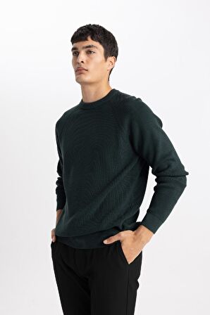 DeFacto Standart Fit Normal Kesim Bisiklet Yaka Basic Düz Triko Kazak A8458AX24SPGN852