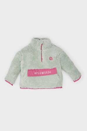 DeFacto Kız Bebek Dik Yaka Fermuarlı Welsoft Pelüş Sweatshirt D4993A524WNGN1123