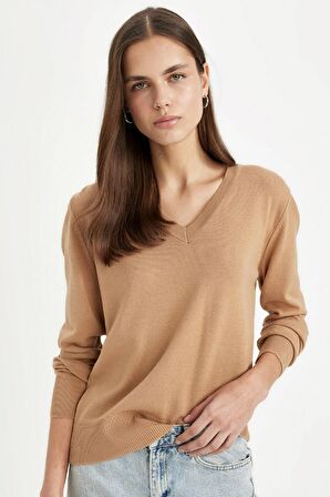 DeFacto Relax Fit V Yaka Basic Kazak C4024AX24WNBG388