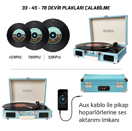 T310CH Şarj Özellikli Plak Çalar 33-45-78 Devir