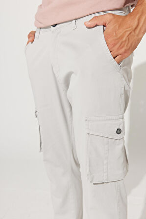 Erkek Taş Slim Fit Dar Kesim Kargo Cepli Pamuklu Esnek Pantolon