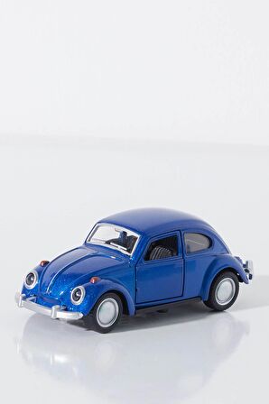 Mavi Metal Beetle Vosvos Nostaljik Araba 12 Cm Koleksiyonluk Diecast Açılır Kapılı Çek Bırak