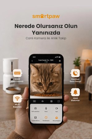 Smartpaw Fresh Feeder Pro Kameralı Akıllı Otomatik Mama Kabı (Distribütör Garantili)