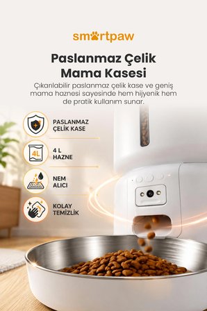 Smartpaw Fresh Feeder Pro Kameralı Akıllı Otomatik Mama Kabı (Distribütör Garantili)