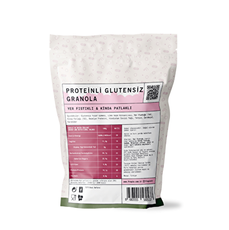 Proteinli Glutensiz Granola - Yer Fıstıklı & Kinoa Patlaklı 240gr x 3 Adet