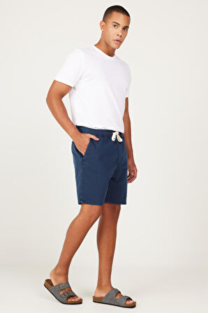 Slim Fit Dar Kesim Yan Cepli Pamuklu Esnek Şort