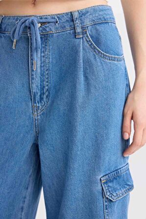 DeFacto Wide Leg Kargo Yüksek Bel Uzun Yumuşak Jean Pantolon C1244AX24SMNM28