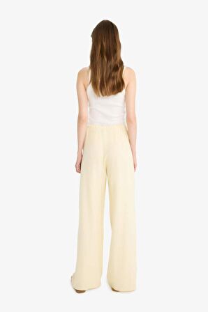 DeFacto Coool Wide Leg Çizgili Normal Bel Keten Karışımlı Pantolon E6129AX25SMYL118