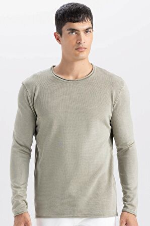 DeFacto Relax Fit Bisiklet Yaka Basic Düz Triko Kazak D3278AX24WNKH461