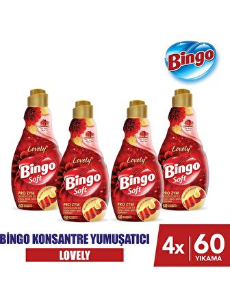 Bingo Soft Lovely Beyazlar ve Renkliler İçin Konsantre Yumuşatıcı 4 x 1440 ml 240 Yıkama