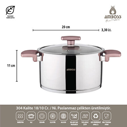 Amboss Enio 8 Parça Tencere Tava Seti Rose