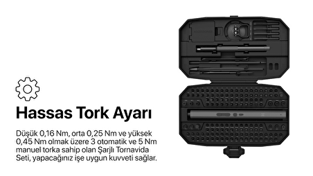 Otomatik Hassas Tornavida Seti 153 parça Şarjlı Tork Ayarı Laptop Telefon ve Gözlük Tamir Seti X6833