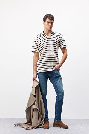 DeFacto Regular Fit Polo Yaka Çizgili Kısa Kollu Tişört B6532AX25SPER238