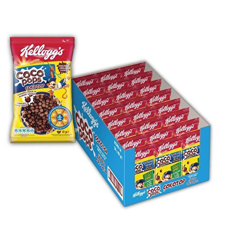 Kellogg's Coco Pops Çokotop 40 Gr x24 Adet,Lif,Demir ve 6Vitamin Kaynağı,%100 Pancar Şekeri,%40 Kakao