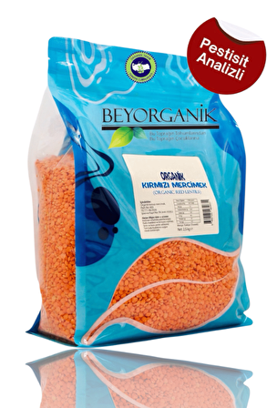 ORGANİK Kırmızı Mercimek 2,5kg (Pestisit ve Aflatoksin Analizli) 