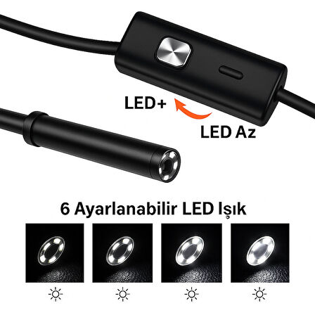  6LED Kablolu Profesyonel 7.0mm 1080P HD USB Endoskop Kamera - Android PC İçin Su Geçirmez