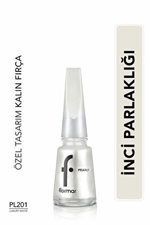 Flormar Sedefli Parlak Oje (Beyaz) - Pearly Nail Enamel - PL201 Luxury White - 8682536035422