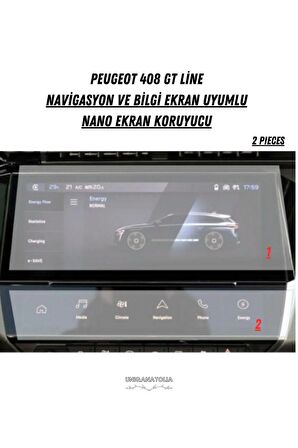 Peugeot 408 Gt Line Navigasyon Ve Bilgi Ekran Uyumlu Nano Ekran Koruyucu