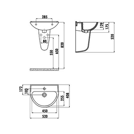 Creavit TP155 Lavabo 40*50Cm