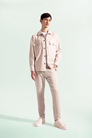 DeFacto Yazlık Gabardin Chino Kanvas Pantolon Slim Fit Dar Kesim Dar Paça Cepli B2089AX24SPGR368