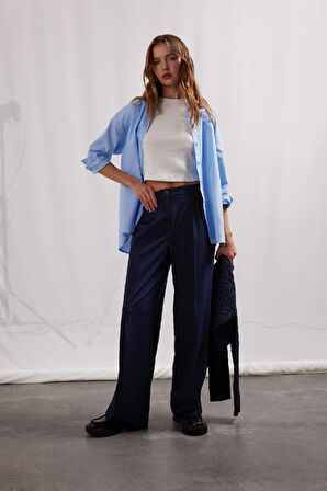 DeFacto Wide Leg Yüksek Bel Standart Boy Kumaş Pantolon C6402AX25SPNV207