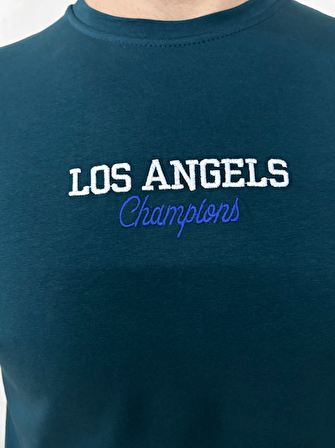 Erkek  Nakış Baskılı Yumuşak Pamuklu T-Shirt