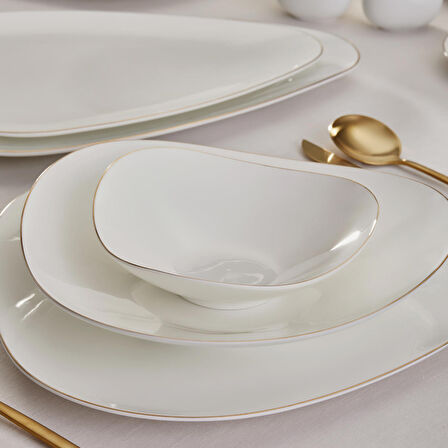 Karaca Fine Pearl Tristan 62 Parça 12 Kişilik Yemek Takımı Gold