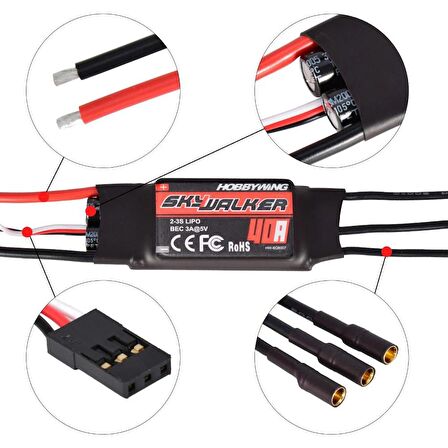 Hobbywing SkyWalker ESC 40A Brushless Fırçasız Motor Hız Kontrol Sürücüsü