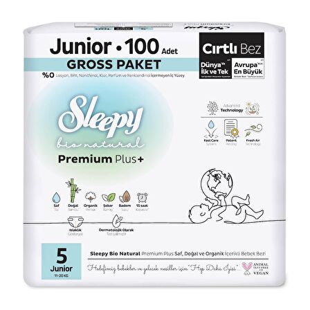 Sleepy Bio Natural Gross Paket Bebek Bezi 5 Numara Junior 100 Adet