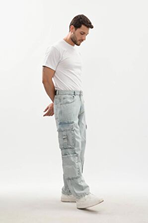 Erkek Kargo Cepli Jean Pantolon