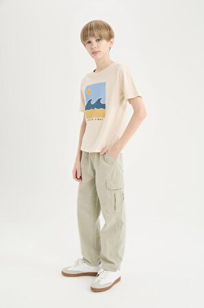 Erkek Çocuk Loose Fit Standart Paça Gofre Dokulu Pantolon