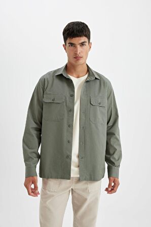 DeFacto Regular Fit Polo Yaka Pamuklu Uzun Kollu Gömlek D1060AX24AUKH496