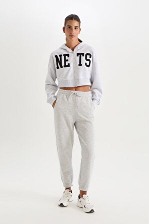 DeFactoFit NBA Brooklyn Nets Crop Kalın Fermuarlı Sweatshirt D2362AX24AUGR379