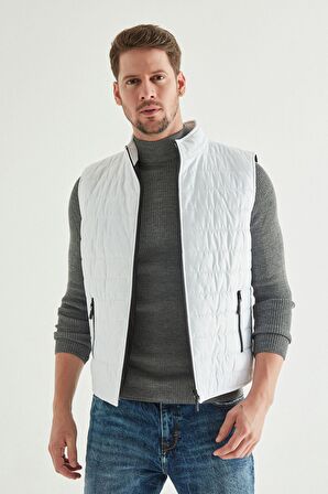 D'S Damat Regular Fit Beyaz Mevsimlik Yelek Mont 7HF07ORT42611