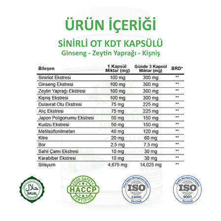 Sinirliot Kdt Kapsül (PLANTAGO HVH CAPSULE)60 Adet